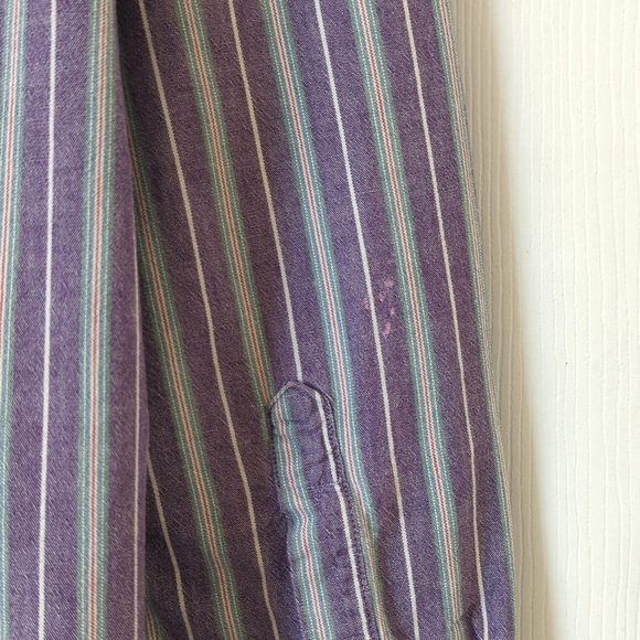 L.L. Bean 90's Vintage Classic Striped Long Sleeve Button Down Shirt Purple XXL - Picture 12 of 12